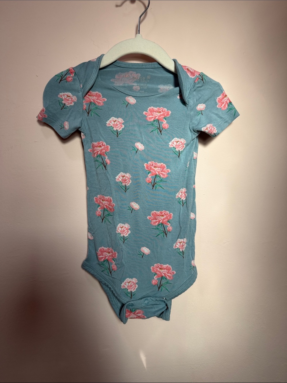 Kyte Baby Peony Floral Print Short-Sleeve One-Piece Bodysuit - Blue 18-24mo
